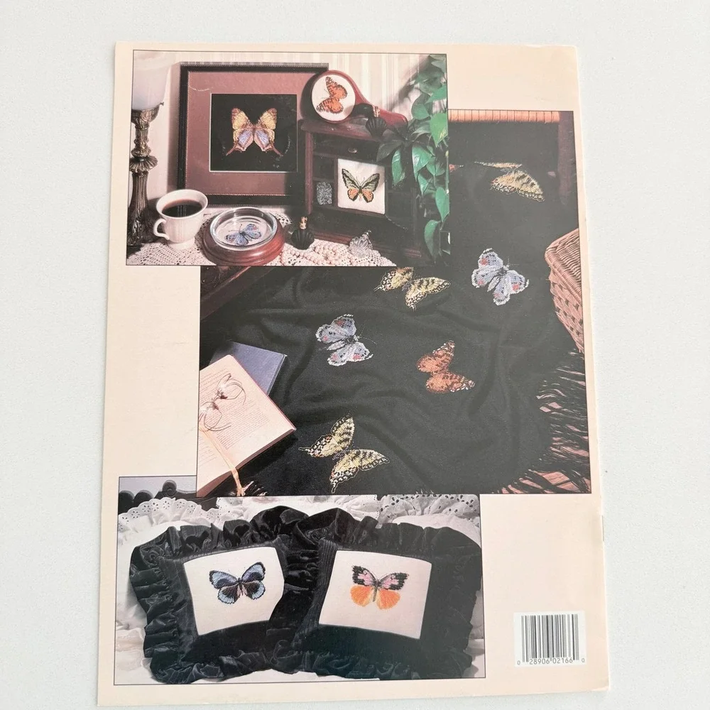 Lot 2 Vintage Cross Stitch Pattern Books‎ Sunflowers Butterflies Floral